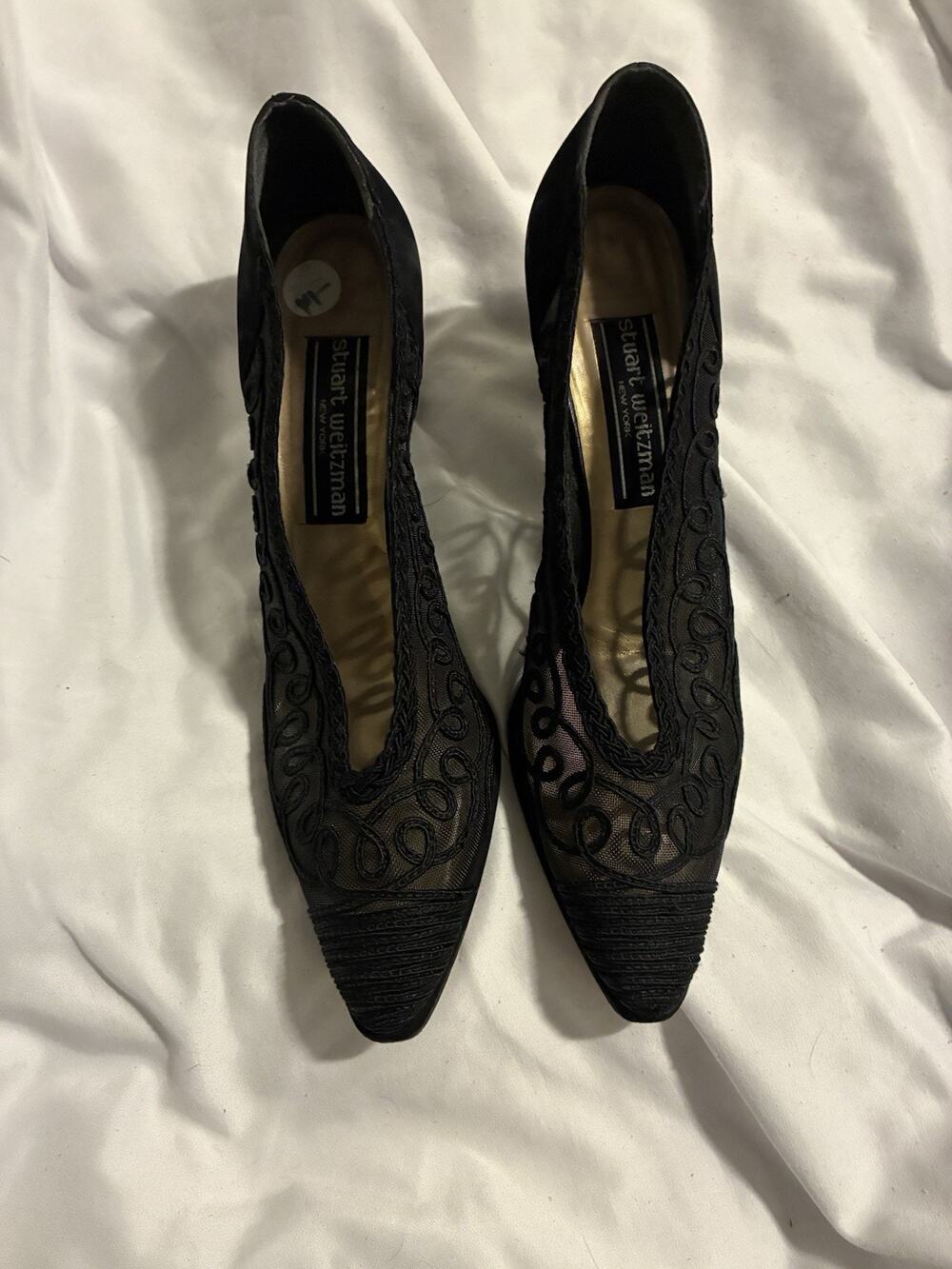 vintage stuart weitzman Kitten Heels Mesh Top Pointed Toe Sz 7.5